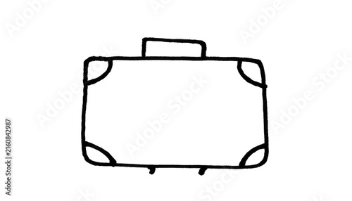 Obraz na płótnie Suitcase Doodle — Hand Drawn Black Line Suitcase on White Background for Print a