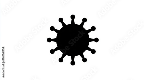 A black virus icon isolated on white background. Useful for medical health science or pandemic alert infographics.