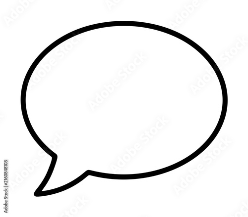 Hand-traced black outline speech bubble vector icon illustration featuring a classic oval dialogue balloon with curved tail for messaging and conversation design elements