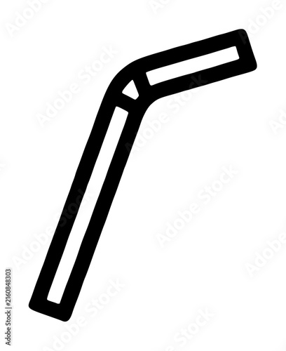 Hand-traced vector icon illustration of a bent drinking straw rendered in bold black outline on white background, perfect for beverage and bar themed graphic design projects