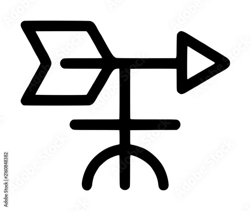 Bild auf Leinwand Bold hand-traced vector weather vane icon illustration in black outline style sh