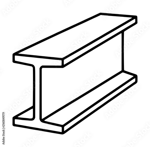 Foto Hand-traced isometric steel I-beam girder vector icon illustration with bold out