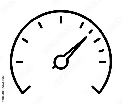 Bild auf Leinwand Hand-drawn black outline speedometer vector icon illustration featuring a curved