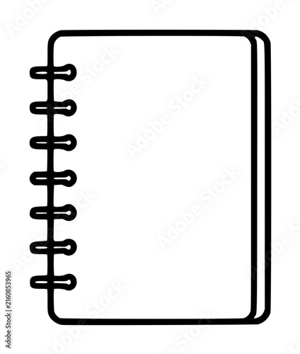 Hand-Traced Spiral Notebook Vector Icon, Minimal Black Doodle Outline for Creative Journaling, Education, and Graphic Design Resources