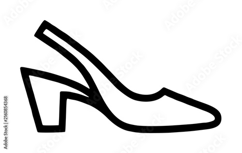 Принти на полотні Hand-drawn black outline vector icon illustration of a classic slingback women's