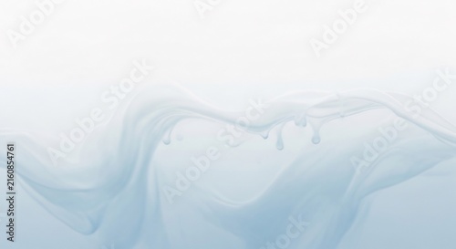 Abstract Flowing Light Blue Waves on White Background.