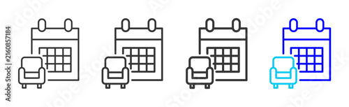 Seating Schedule Icon Collection Creative Outline Style for Facility Management Building Maintenance Safety Operations Workplace Services Vector Icon Packs Kit