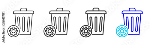 Waste Management Icon Collection Creative Outline Style for Facility Management Building Maintenance Safety Operations Workplace Services Vector Icon Packs Kit