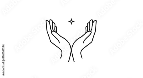 Open Hands Holding Star Sparkle Icon
