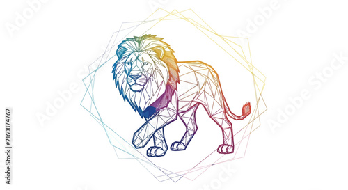 rainbow lion, geometric art