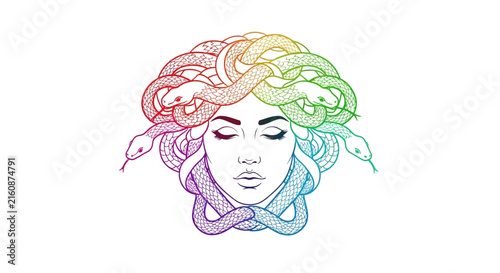 rainbow medusa illustration