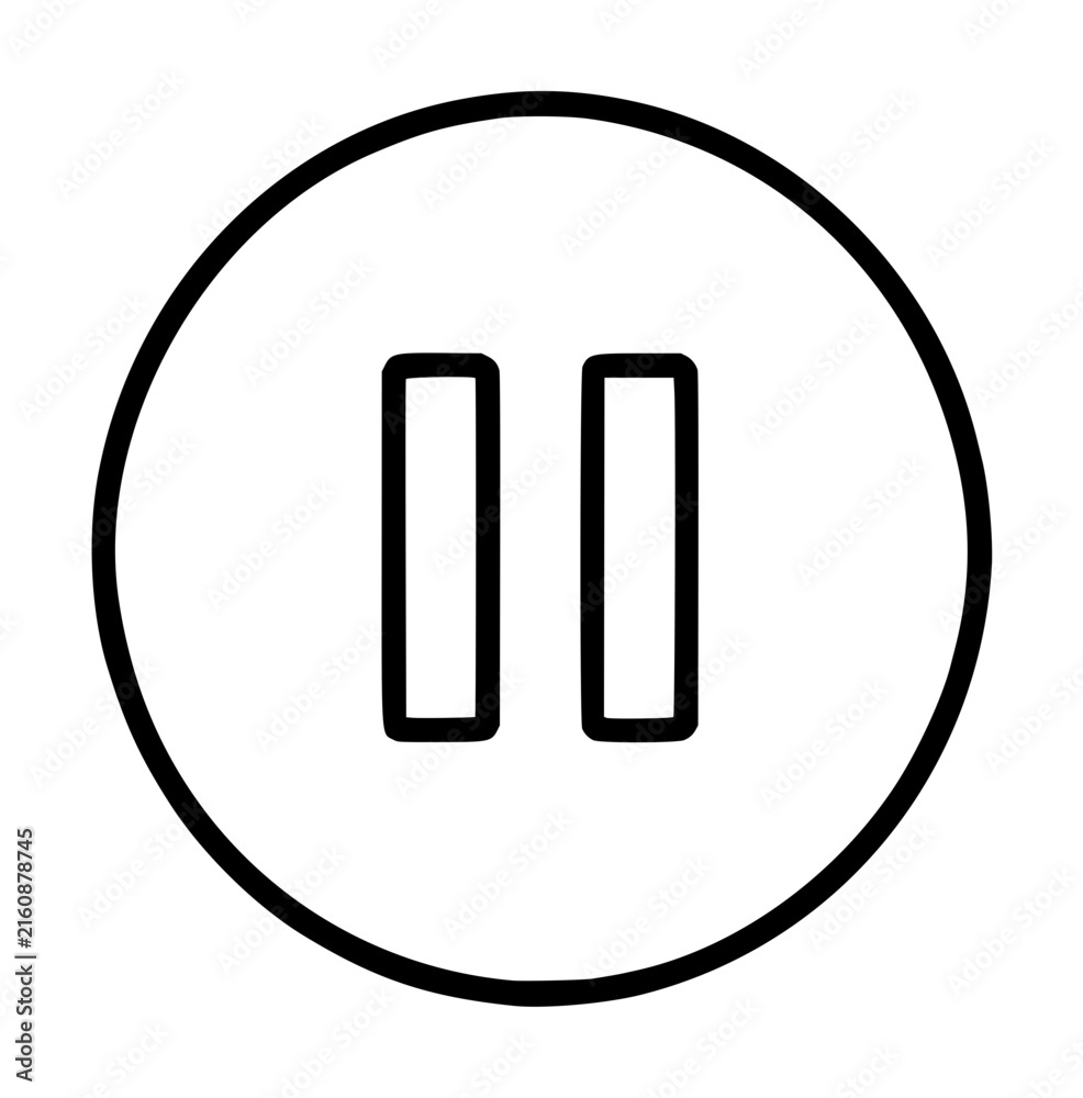 Foto Minimalist hand-drawn pause button vector icon featuring two vertical black bars