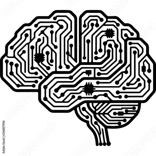 Digital Circuit Board Human Brain Vector Icon
