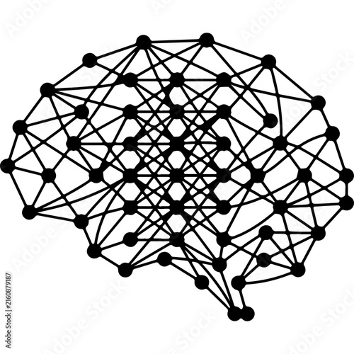 Complex Neural Network Brain Mesh Vector Icon