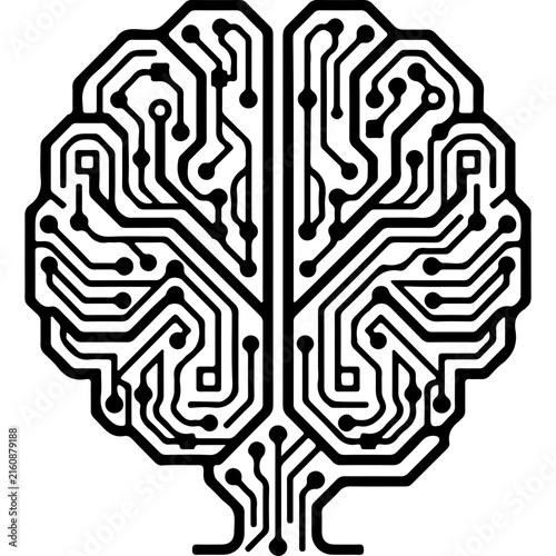 Artificial Intelligence Circuit Brain Tree Vector Icon