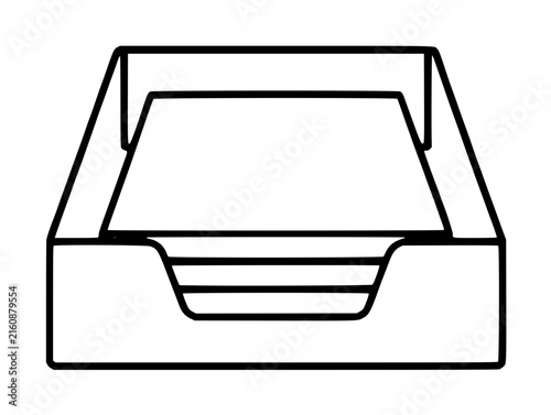 Bild auf Leinwand Hand-drawn paper tray inbox organizer icon, monochrome line art vector illustrat