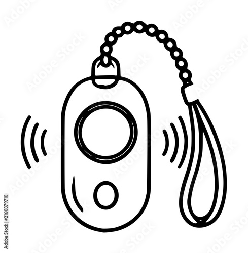 Obraz na plátne Hand traced vector icon illustration of a personal safety alarm device with pull