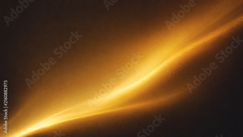 Golden abstract light trail with grainy texture on dark background. Warm amber glow and soft motion blur for cinematic overlays. Elegant orange light wave for luxury branding and web design