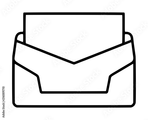 Foto Minimalist black line vector illustration icon of an open interoffice envelope w