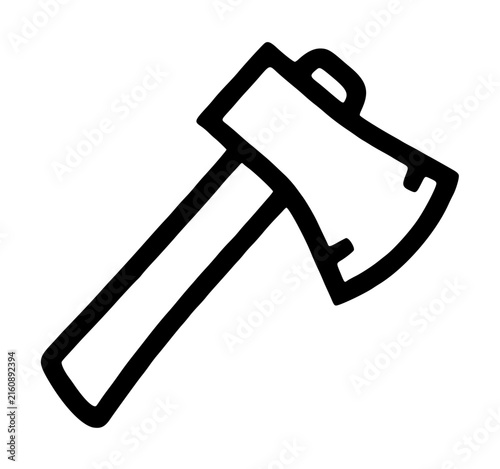 Bild auf Leinwand Hatchet vector icon illustration featuring a bold black outline hand-drawn woodc