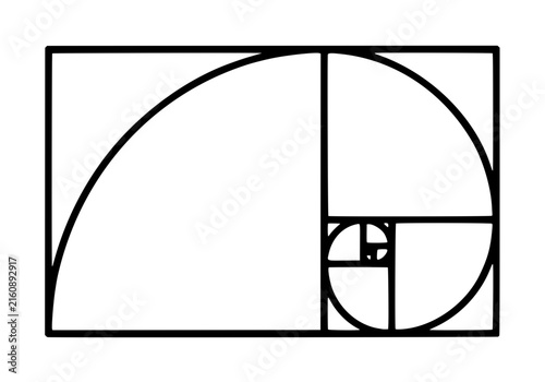 Foto Golden Ratio Spiral Vector Icon, Hand-Traced Mathematical Proportion Diagram in