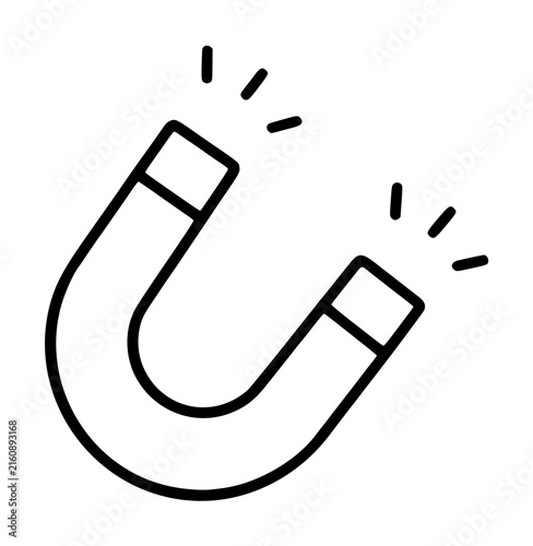 Fotografie Hand-drawn horseshoe magnet vector icon illustration with magnetic field lines,