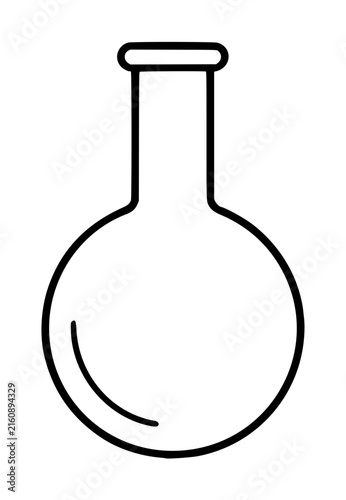 Cuadro en lienzo Hand-traced vector line illustration of a classic round-bottom chemistry flask,
