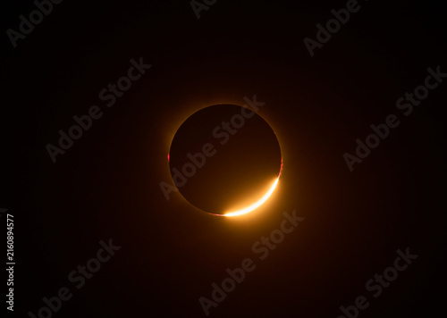 Total solar eclipse Baily's beads and diamond ring
