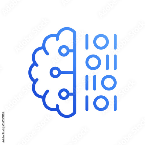 Big data server analytics blue gradient line icon vector