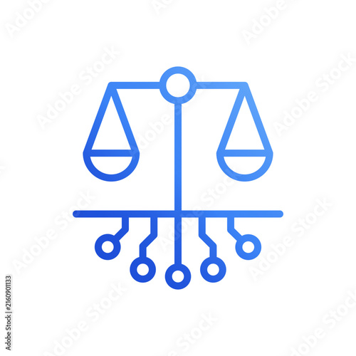 AI ethics artificial intelligence blue gradient line icon vector