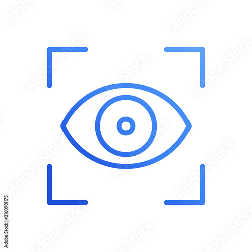 Computer vision visual AI blue gradient line icon vector