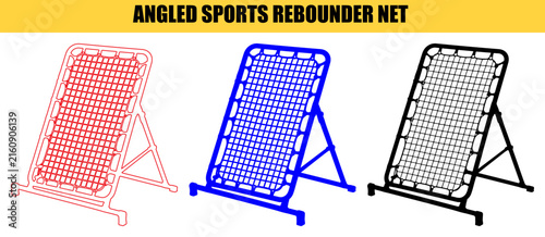 Foto Angled sports rebounder net vector illustration for soccer training and baseball practice equipment