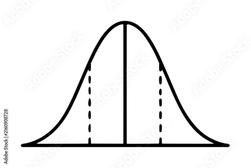 Canvastavla Hand drawn bell curve vector icon illustration showing symmetrical normal distri