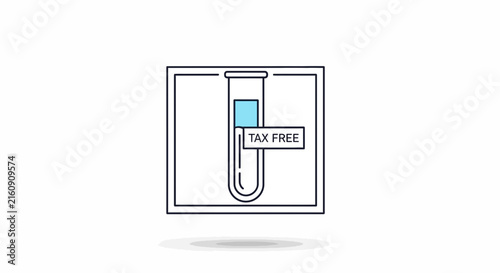 Tax free finance icon, laboratory test tube