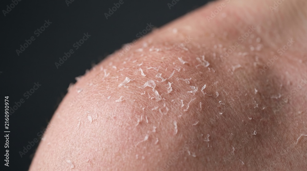 Fototapeta premium Extreme close up of sun damaged peeling skin on shoulder