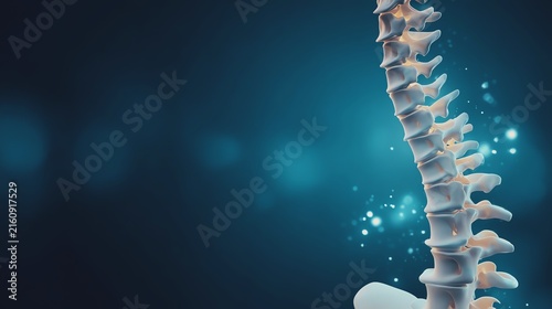 3D illustration of human spinal anatomy.