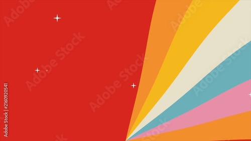 Retro Sunburst Animation with Colorful Rays and Stars