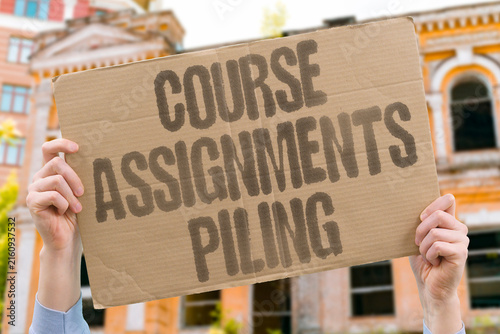 Fotografía "Course Assignments Piling" Online class workload accumulating rapidly