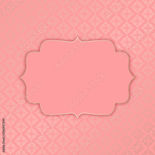 Elegant background with decorative frame in rose gold design