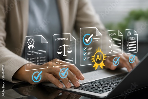 AI compliance certification workflow with enterprise governance automation, intelligent policy validation, digital audit verification, regulatory approval management, and responsible AI oversight