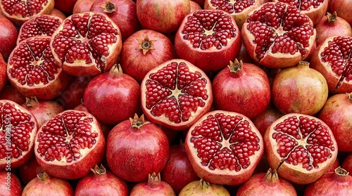 Fresh Ripe Pomegranate Fruit and Seeds 