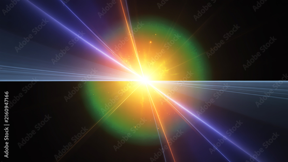 Naklejka premium Futuristic Digital Art Starburst Creating a Dynamic Display of Concentrated Energy and Luminous Beams on a Dark Background