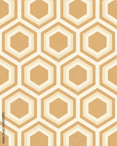 Repeating pattern of interlocking hexagons in warm, earthy tones