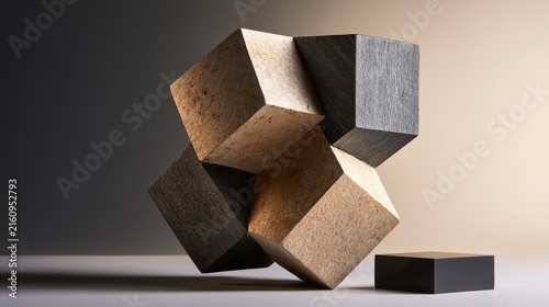 Obraz na płótnie Interlocking geometric shapes with varied textures and subtle lighting