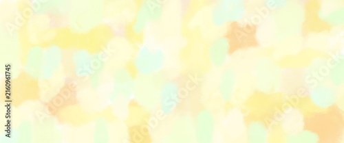 Принти на полотні 黄色と黄緑、オレンジ色が散りばめられたふわふわ水彩背景イラスト