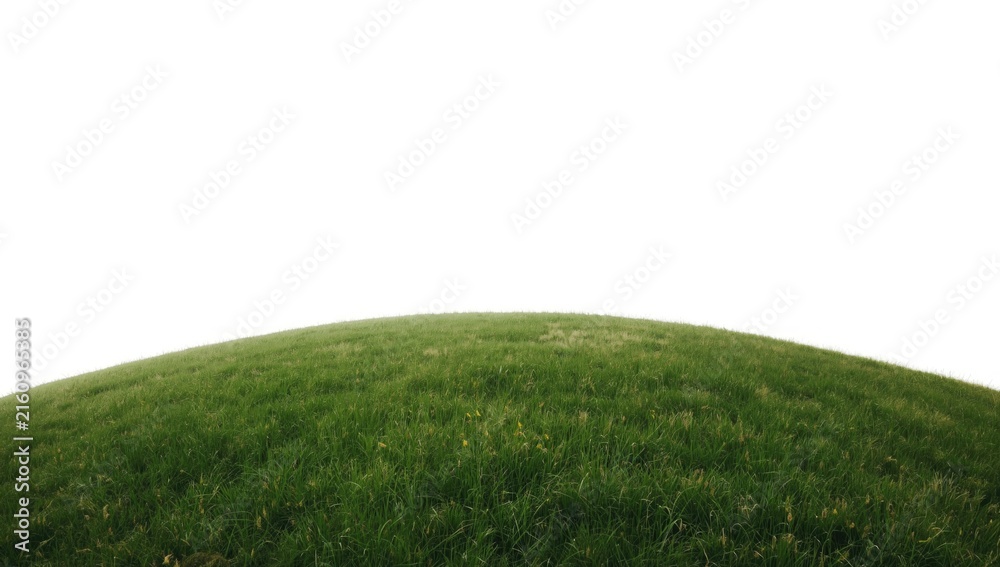 Naklejka premium Green grassy hill with a clear white background