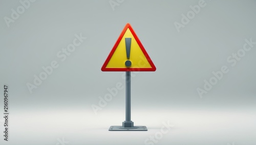 Obraz na płótnie Warning Sign with Exclamation Mark Isolated on Light Background