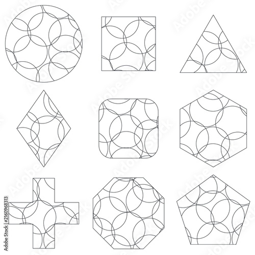 Geometric Social Media Story Button Frames with Circle Pattern Vector Set