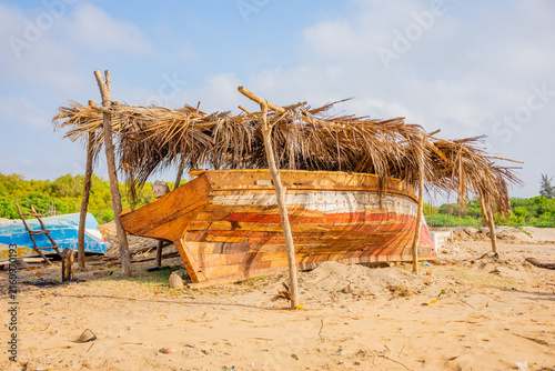 A wooden Boat under construction