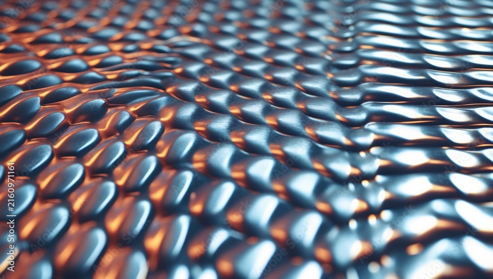 Obraz premium Shimmering Metallic Surface with Rippling Patterns and Warm Lighting